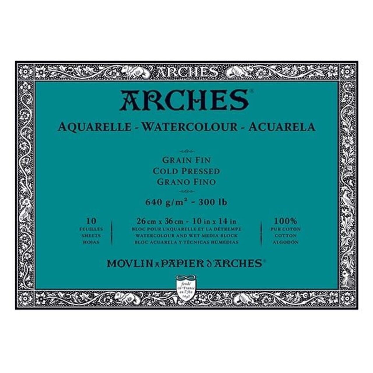 Arches Artist Watercolor Blocks, 300 lb Cold Press 10x14" (10 Sheets)